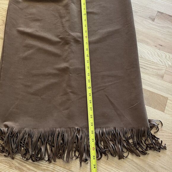 VTG Clio Skirt Faux Suede FRINGE Brown BOHO HIPPIE Womens 10 USA  Rodeo Western - Picture 9 of 12